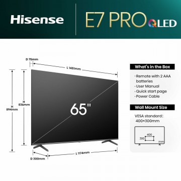 Hisense Smart Τηλεόραση 65" 4K UHD QLED 65E7NQ Pro HDR (2024) Hisense Smart Τηλεόραση 65" 4K UHD QLED 65E7NQ Pro HDR (2024)